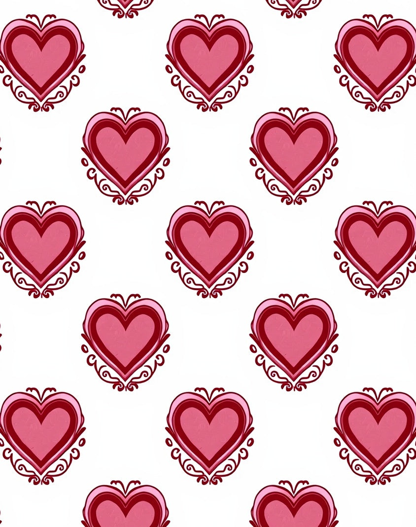 Crimson Double Heart Embellished Romance Rug