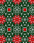 Emerald Green Red White Floral Medallion Rug
