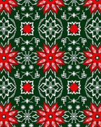 Emerald Green Red White Floral Medallion Rug
