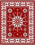 Crimson Snowflake Border Star Medallion Rug