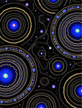 Cosmic Blue Golden Rings Celestial Rug