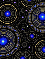 Cosmic Blue Golden Rings Celestial Rug