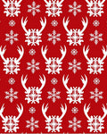 Scarlet Reindeer Snowflake Repeating Pattern Rug