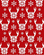 Scarlet Reindeer Snowflake Repeating Pattern Rug