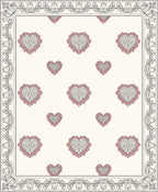 Vintage Pink Ornate Heart Border Rug