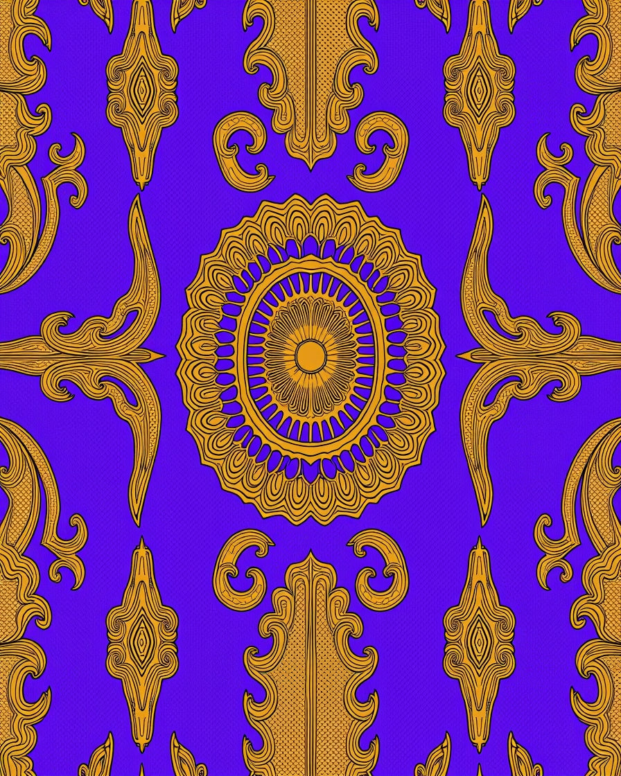 Royal Blue Golden Ornate Medallion Rug