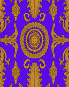 Royal Blue Golden Ornate Medallion Rug
