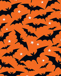Black Bats Orange Stars Halloween Rug