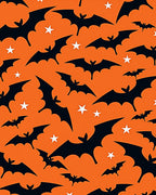 Black Bats Orange Stars Halloween Rug