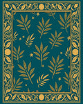 Golden Foliage Teal Border Rug