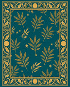Golden Foliage Teal Border Rug