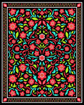 Bold Red Floral Garden Tapestry Rug
