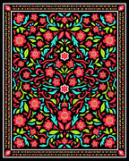 Bold Red Floral Garden Tapestry Rug