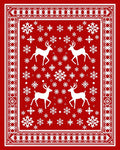 Festive Red White Deer Snowflake Accent Rug