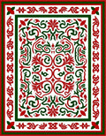 Red Green Ornate Scroll Medallion Rug
