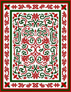 Red Green Ornate Scroll Medallion Rug