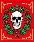 Crimson Skull Floral Wreath Rug