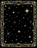 Golden Starry Night Celestial Border Rug