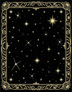 Golden Starry Night Celestial Border Rug