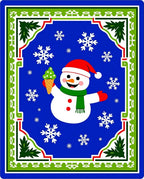 Blue Snowman With Ice Cream Border Rug