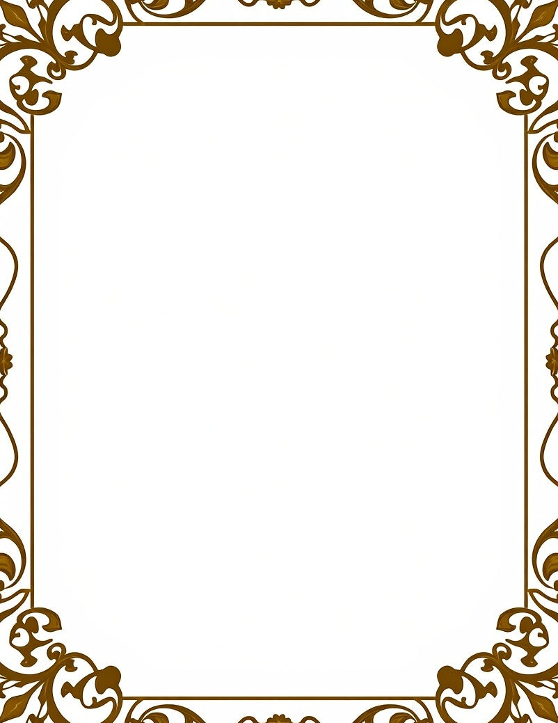 Ornate Gold Scrollwork Border Rug