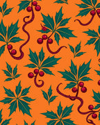 Orange Berry Leaf Twirl Rug