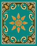 Teal Blossom Medallion with Leaf Accents Rug