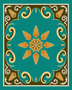 Teal Blossom Medallion with Leaf Accents Rug