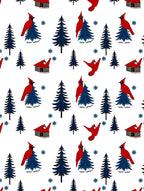 Winter Cardinal Woodland Scene Rug