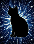 Cosmic Cat Black Silhouette Starry Rug