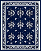 Winter Snowflake Bordered Navy Rug