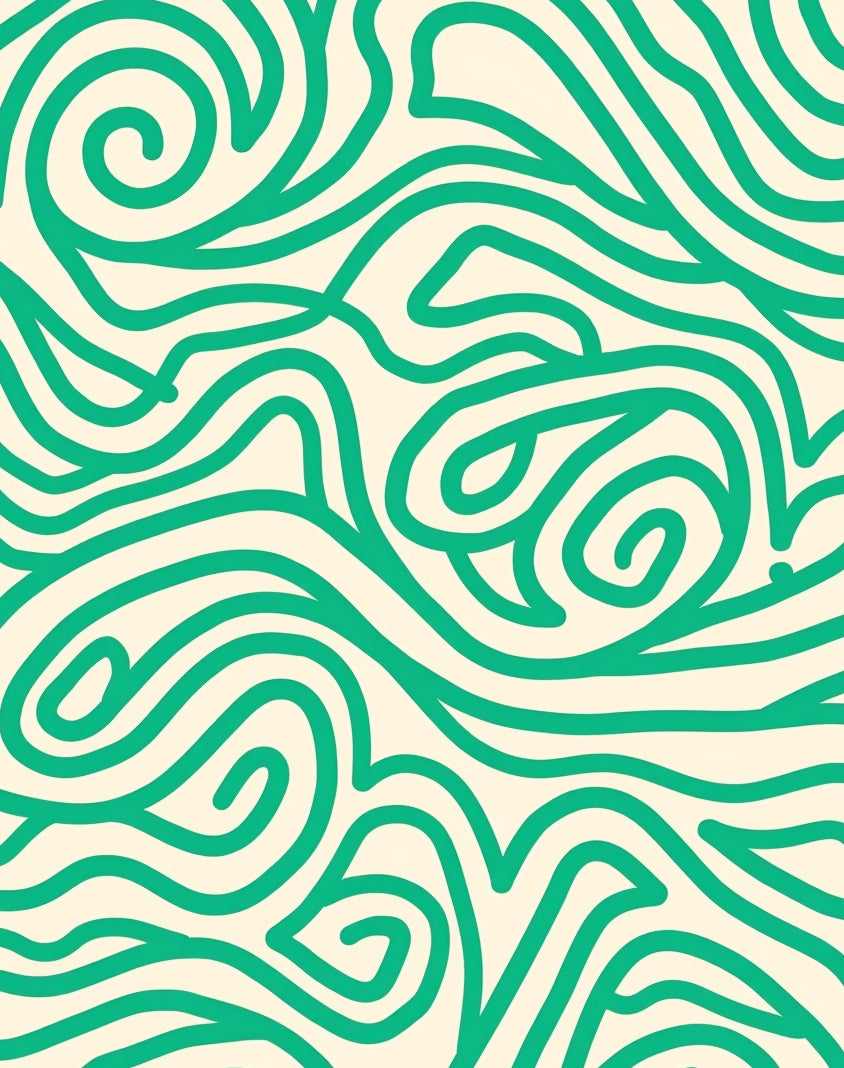 Emerald Swirl Abstract Waves Rug