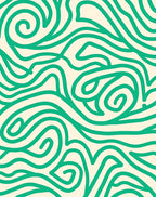 Emerald Swirl Abstract Waves Rug