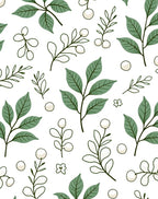 Green Foliage White Berry Branches Rug
