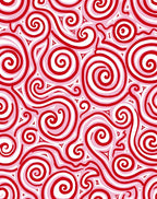 Crimson Swirls With Pink Triangles Rug