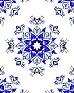 Deep Blue Radial Floral Medallion Rug