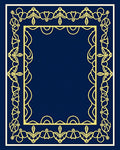 Golden Navy Floral Filigree Rectangle Rug