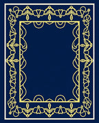 Golden Navy Floral Filigree Rectangle Rug