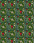 Rich Green Floral Medallion Whimsical Rug