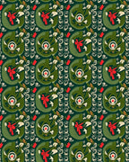 Rich Green Floral Medallion Whimsical Rug