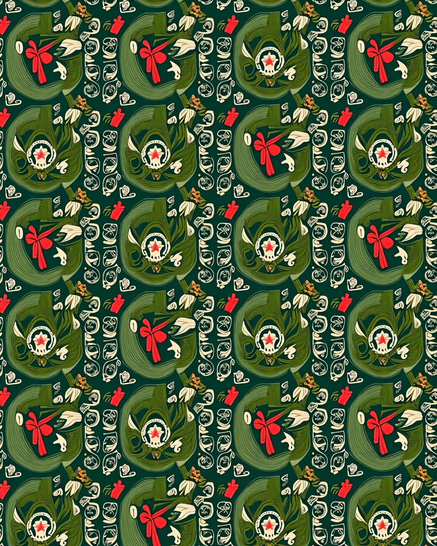Rich Green Floral Medallion Whimsical Rug