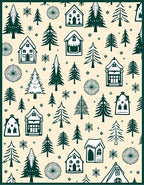 Cozy Forest Cabins and Evergreen Trees Rug