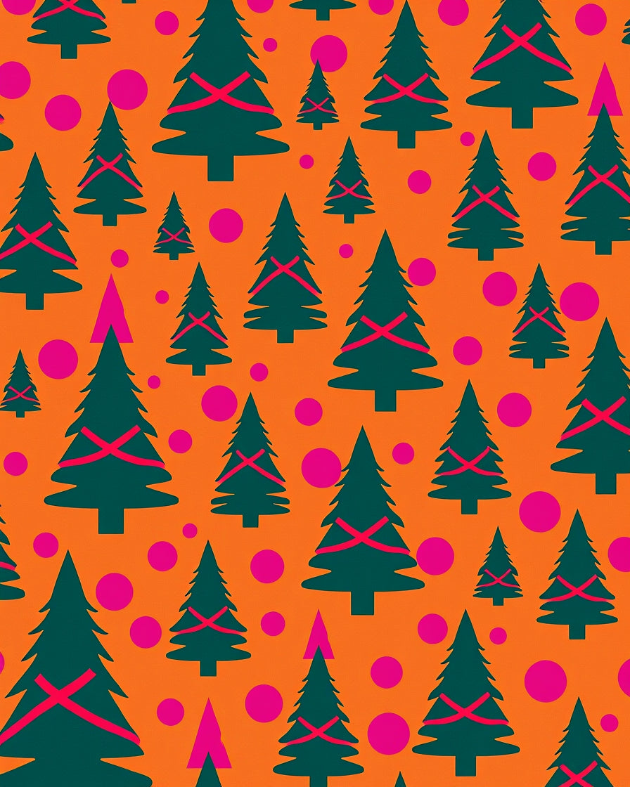 Whimsical Christmas Trees and Dots Rug