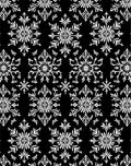 White Snowflake Black Background Repeating Pattern Rug