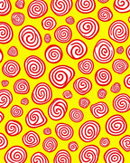 Yellow Red Swirl Spots Rug