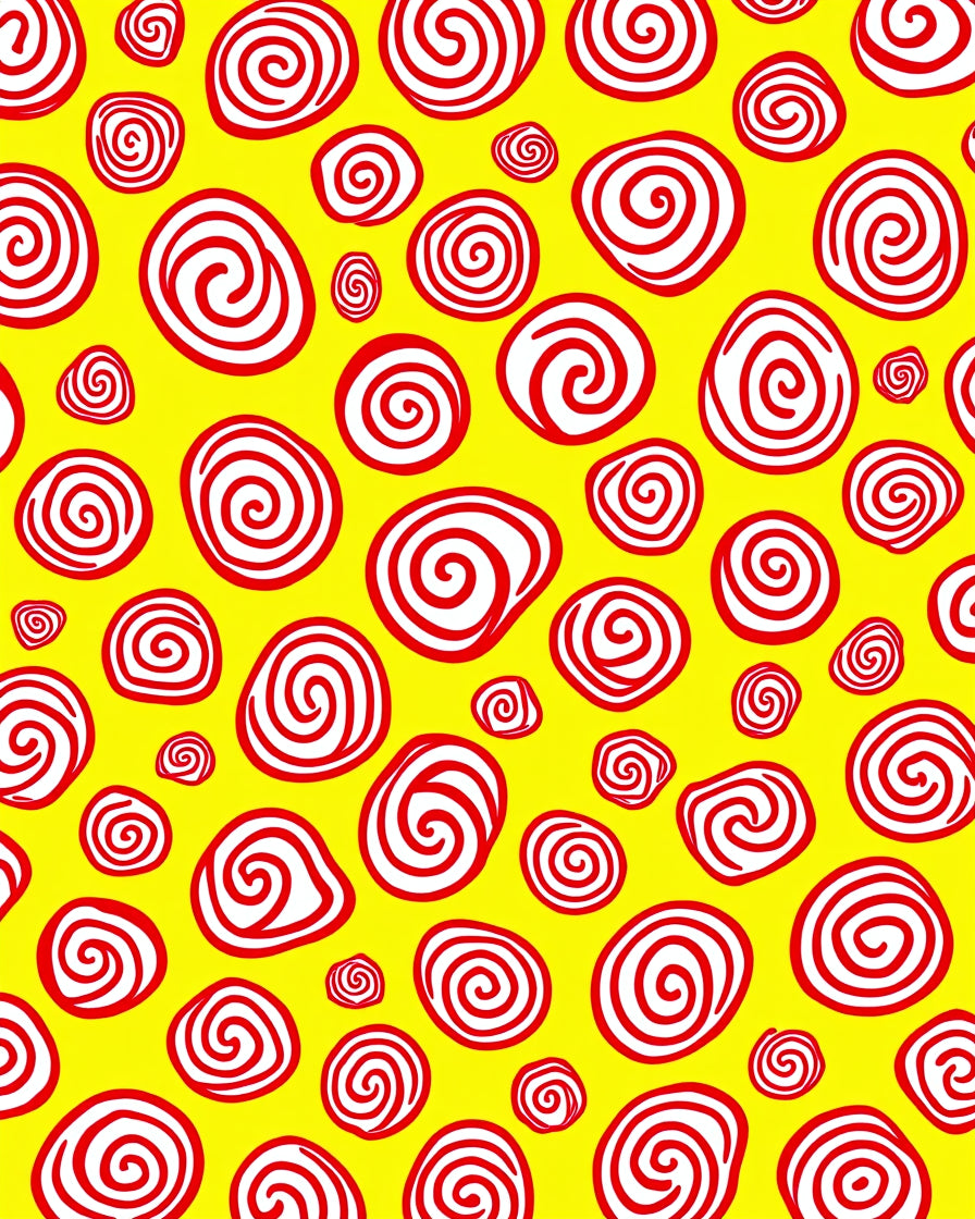 Yellow Red Swirl Spots Rug
