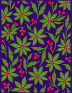 Vibrant Purple Green Floral Berry Rug