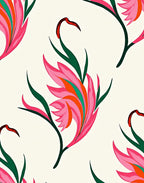 Vibrant Pink Green Flower Swirl Rug