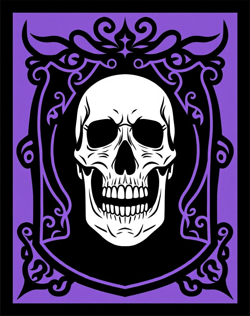 Purple Black Skull Emblem Rug