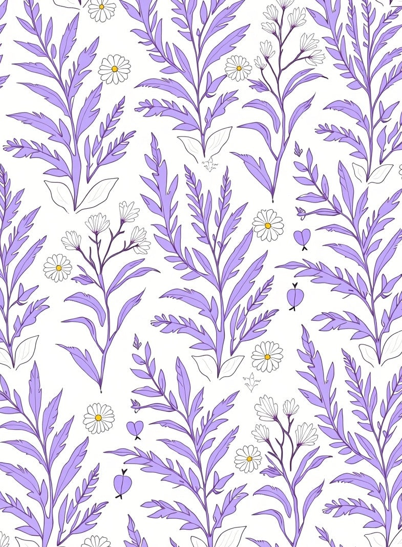 Pastel Purple Floral Botanical Field Rug